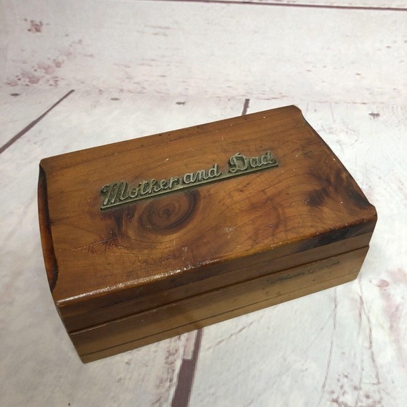 Wooden Ships Other - Vintage Wooden Box Trinket Jewlery Mother and‎ Dad Wood Atlanta Georgia